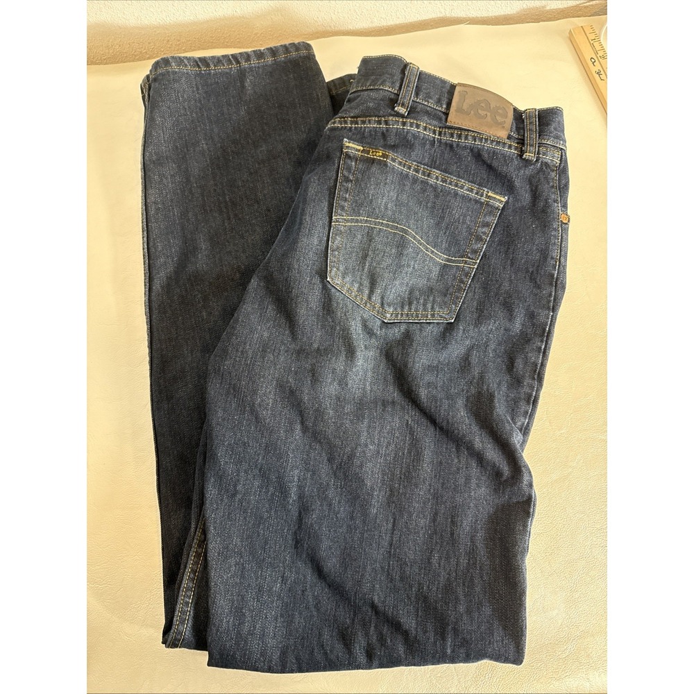 Lee Jeans Mens 38x36 Relaxed Fit Dark Wash Blue Jeans